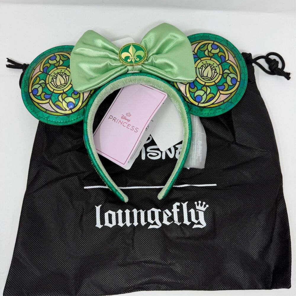 NEW Loungefly Disney Princess Stained Glass Collection: Tiana Ears + Dust Cover